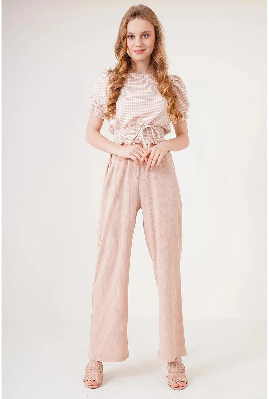 Almond Knitted Women's Casual Pants