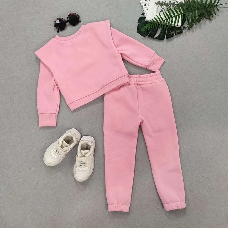 Baby Girl Trendy Casual Long Sleeved Sweatshirt and Pants Outfit Set