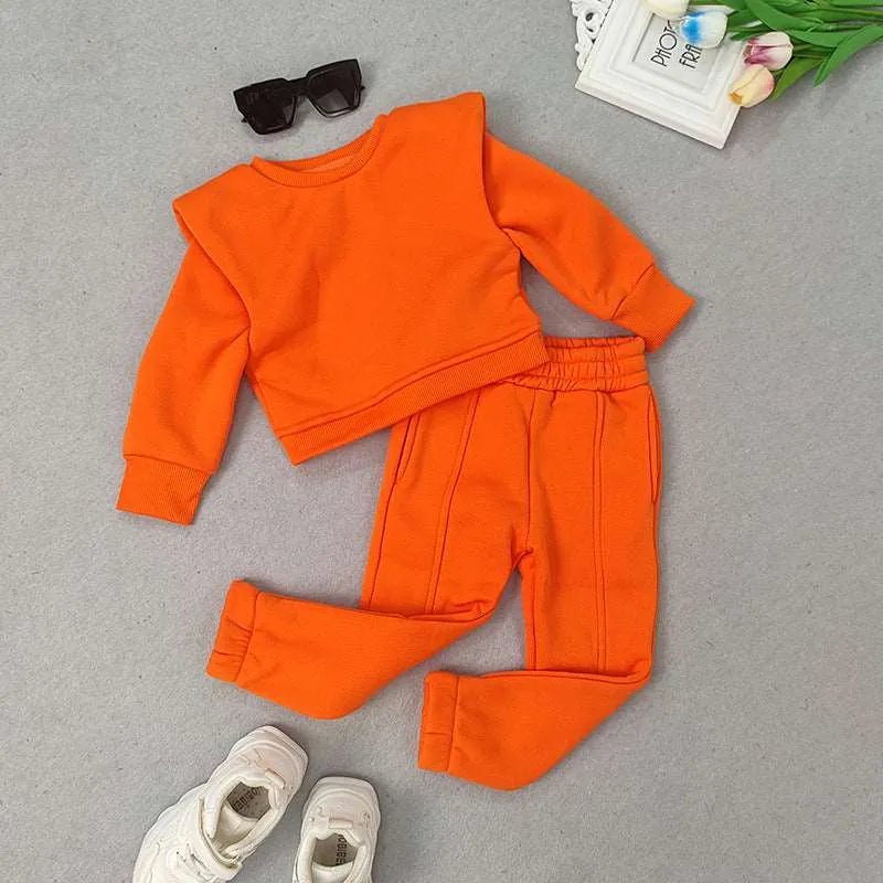 Baby Girl Trendy Casual Long Sleeved Sweatshirt and Pants Outfit Set