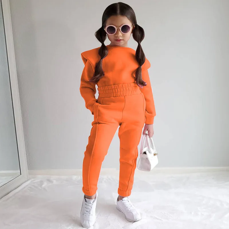 Baby Girl Trendy Casual Long Sleeved Sweatshirt and Pants Outfit Set