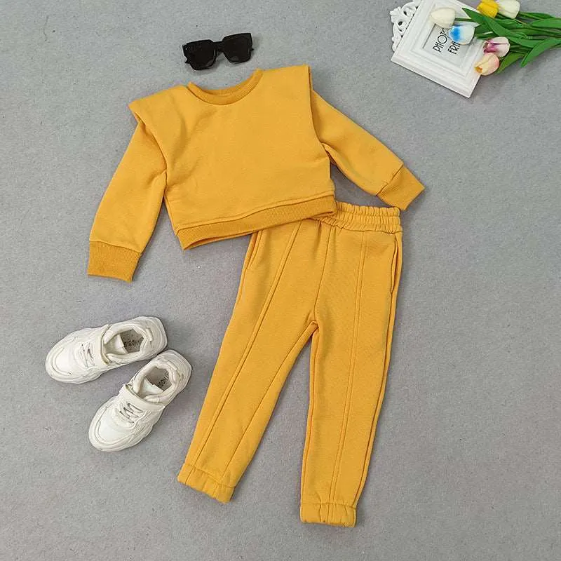 Baby Girl Trendy Casual Long Sleeved Sweatshirt and Pants Outfit Set