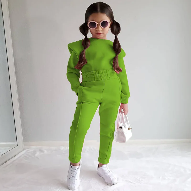 Baby Girl Trendy Casual Long Sleeved Sweatshirt and Pants Outfit Set