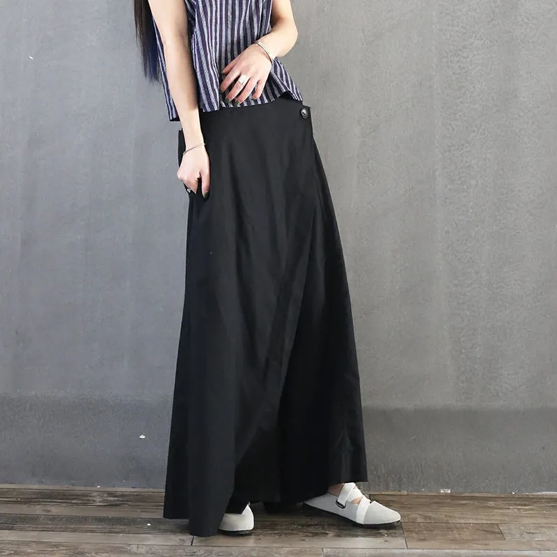 Black Linen Summer Autumn Women Casual Pants with Pockets PZ97260