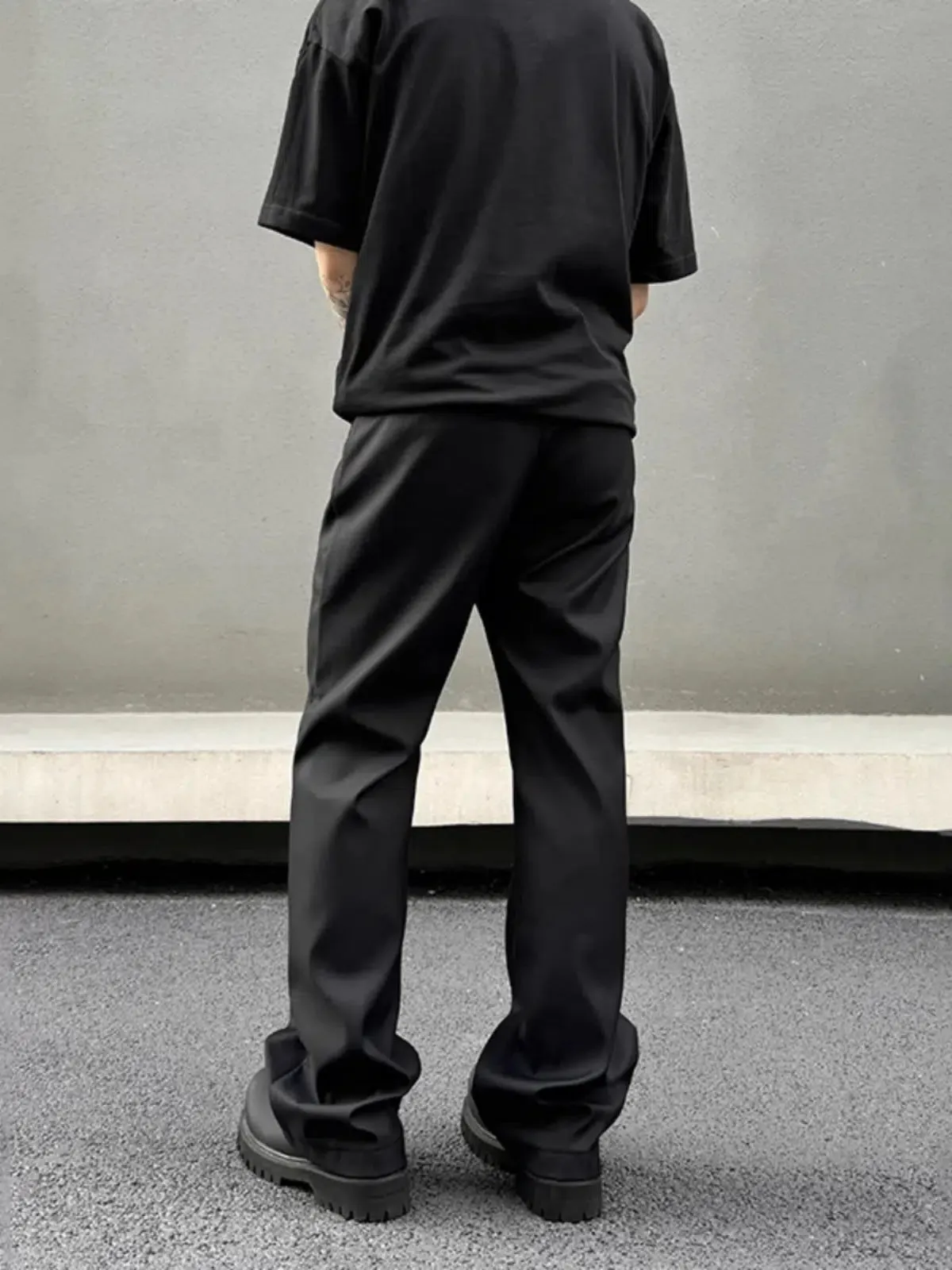 Black Straight Leg Casual Pants