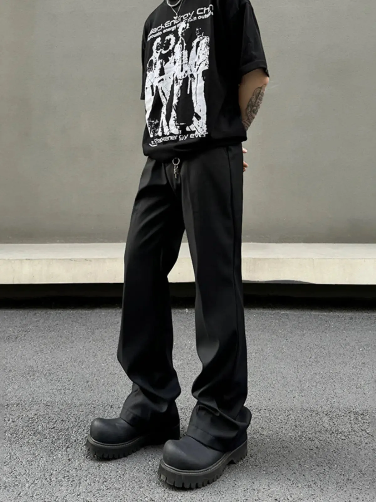 Black Straight Leg Casual Pants