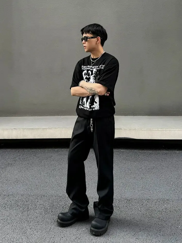 Black Straight Leg Casual Pants