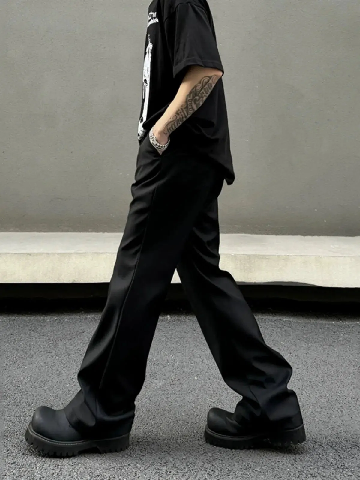 Black Straight Leg Casual Pants