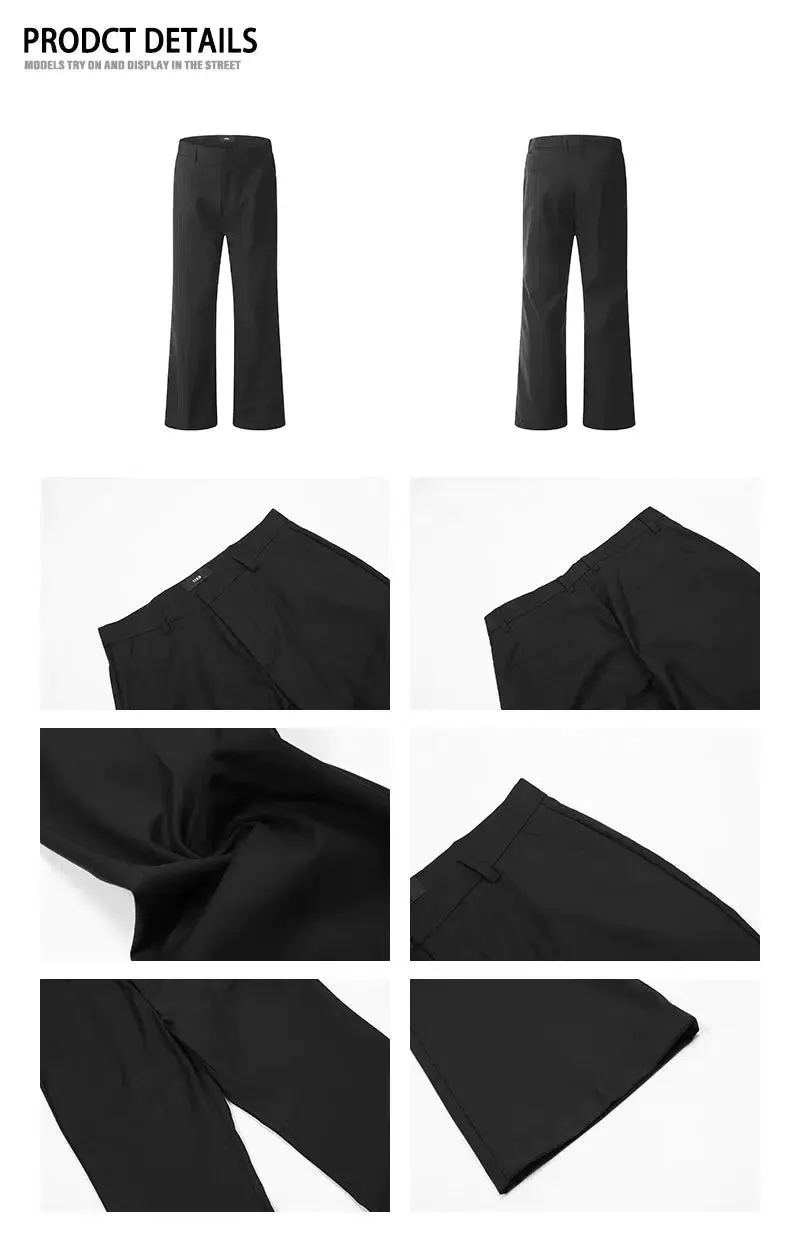 Black Straight Leg Casual Pants