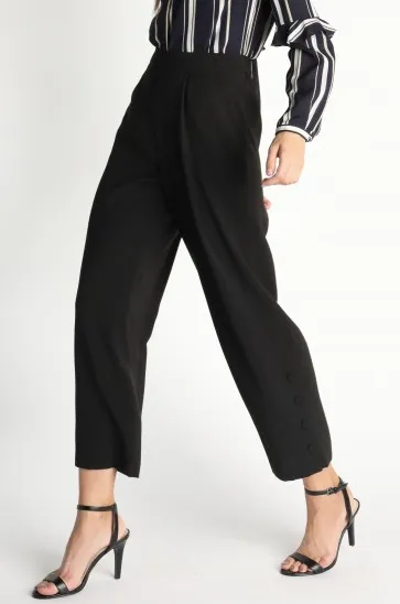 Black Wide Leg Pleated Pants