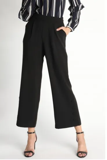 Black Wide Leg Pleated Pants