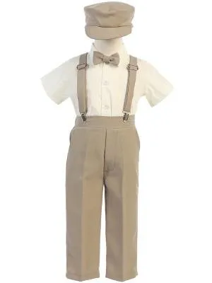 Boys Suspender Pants Set w/ Hat