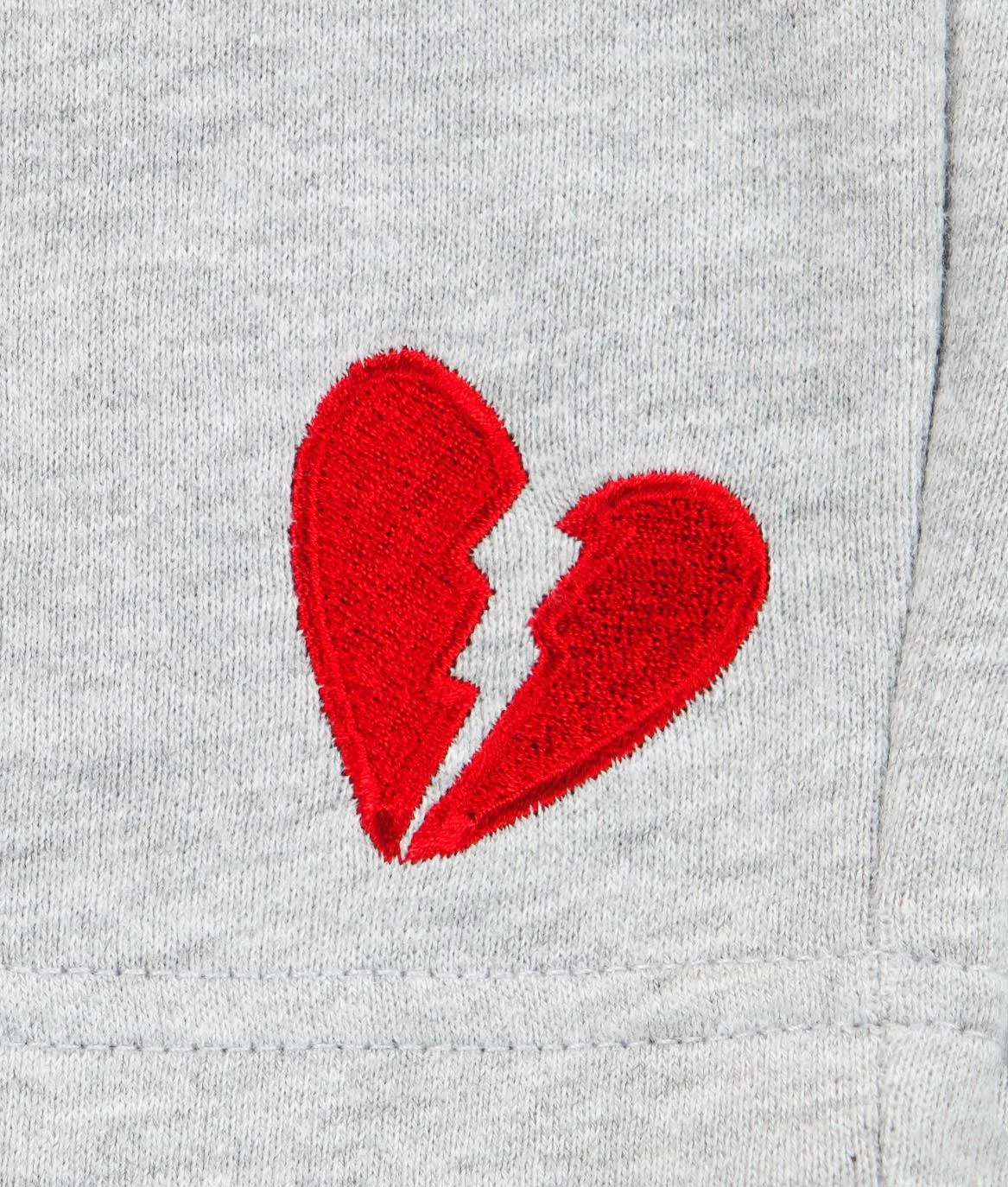 Broken Heart Embroidered Mens Fleece Shorts