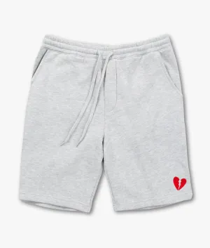 Broken Heart Embroidered Mens Fleece Shorts