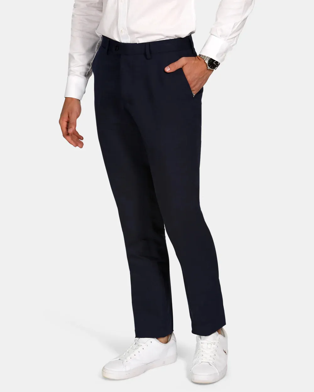 BROOKSFIELD - Essential Linen Blend Trousers - Navy