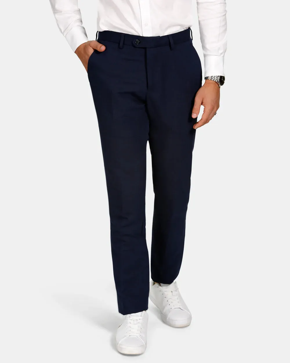 BROOKSFIELD - Essential Linen Blend Trousers - Navy