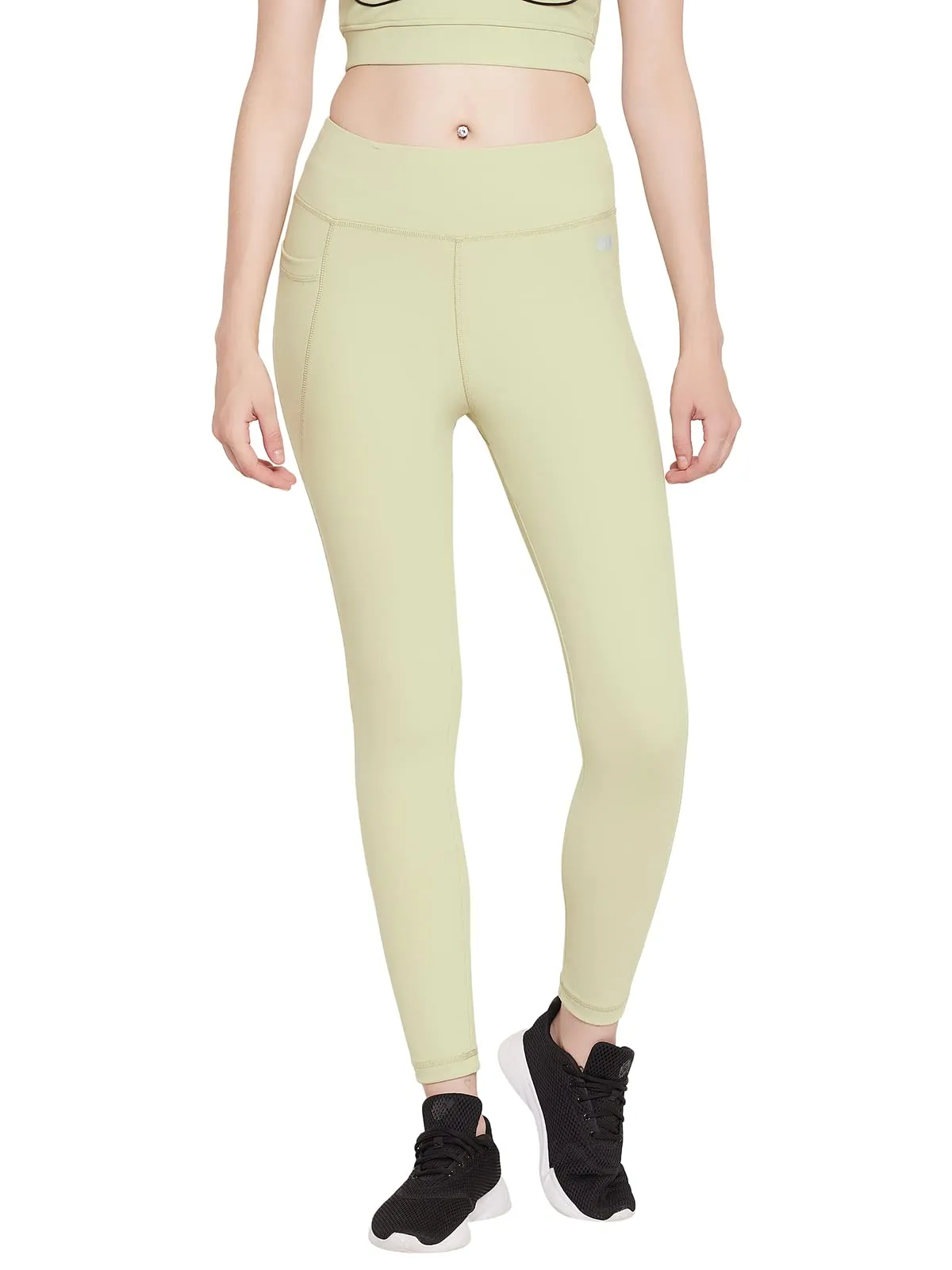 Clovia Women's Fitted Track Pants (AB0042D11L_Green_L)