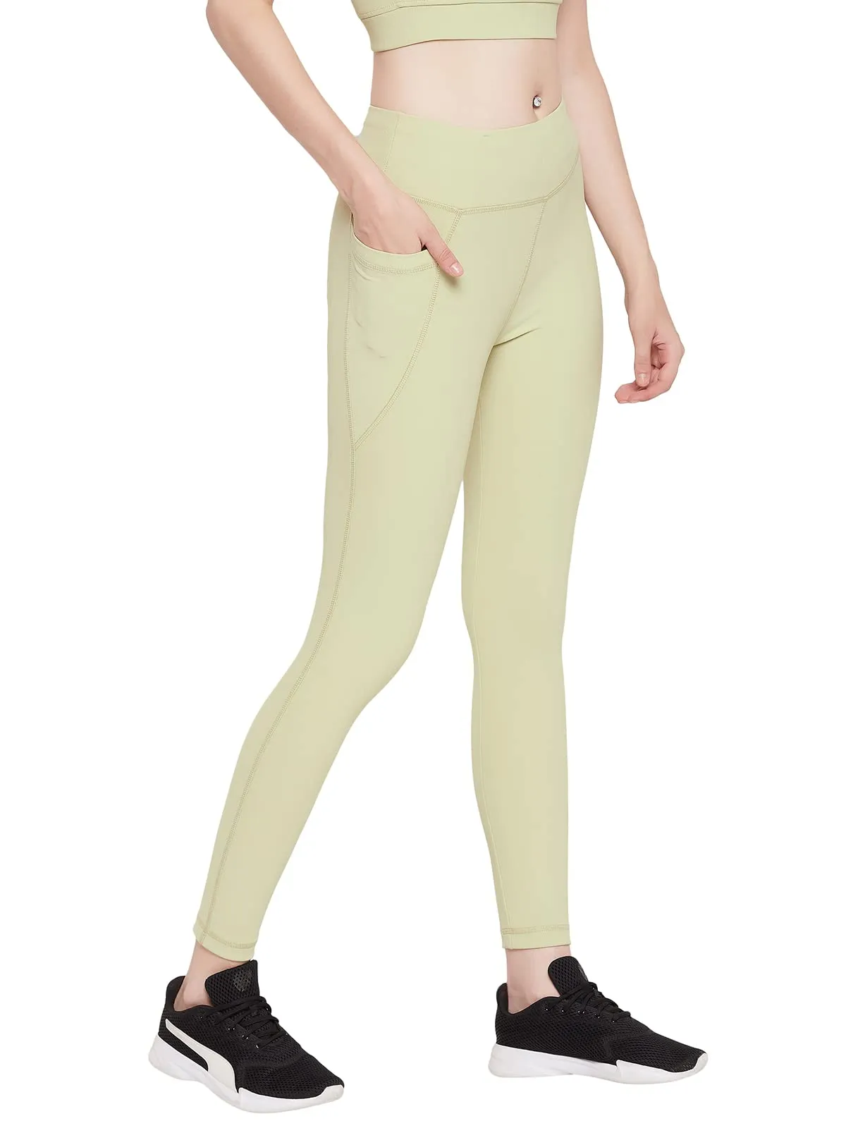 Clovia Women's Fitted Track Pants (AB0042D11L_Green_L)