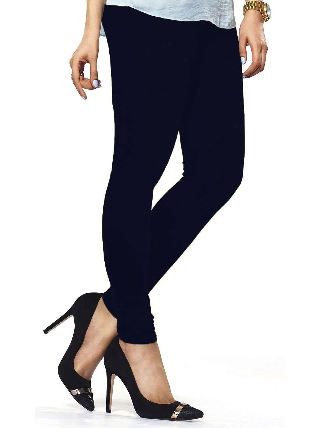 Cotton Lycra Churidar Free Size Navy Blue Leggings