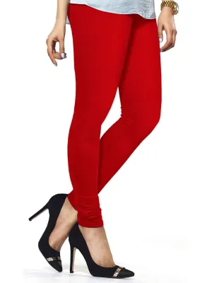 Cotton Lycra Churidar Free Size Red Leggings