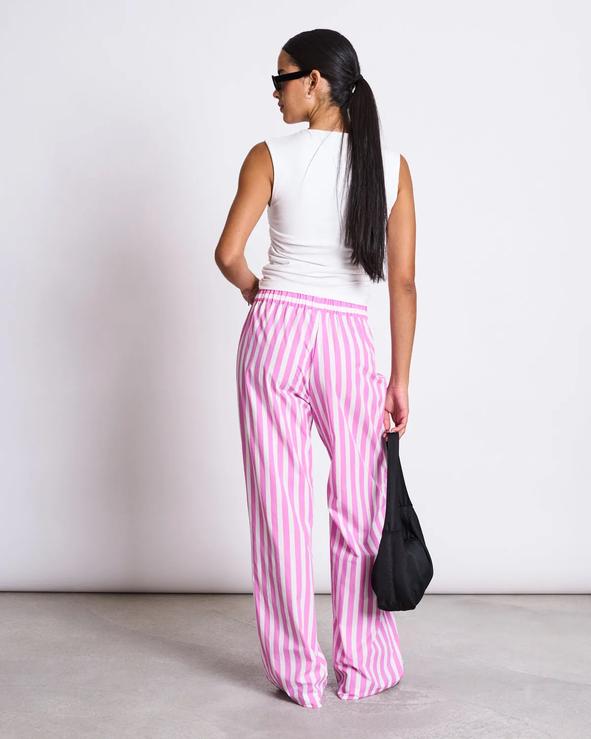 COTTON PANTS SOBY WHITE HOT PINK STRIPED