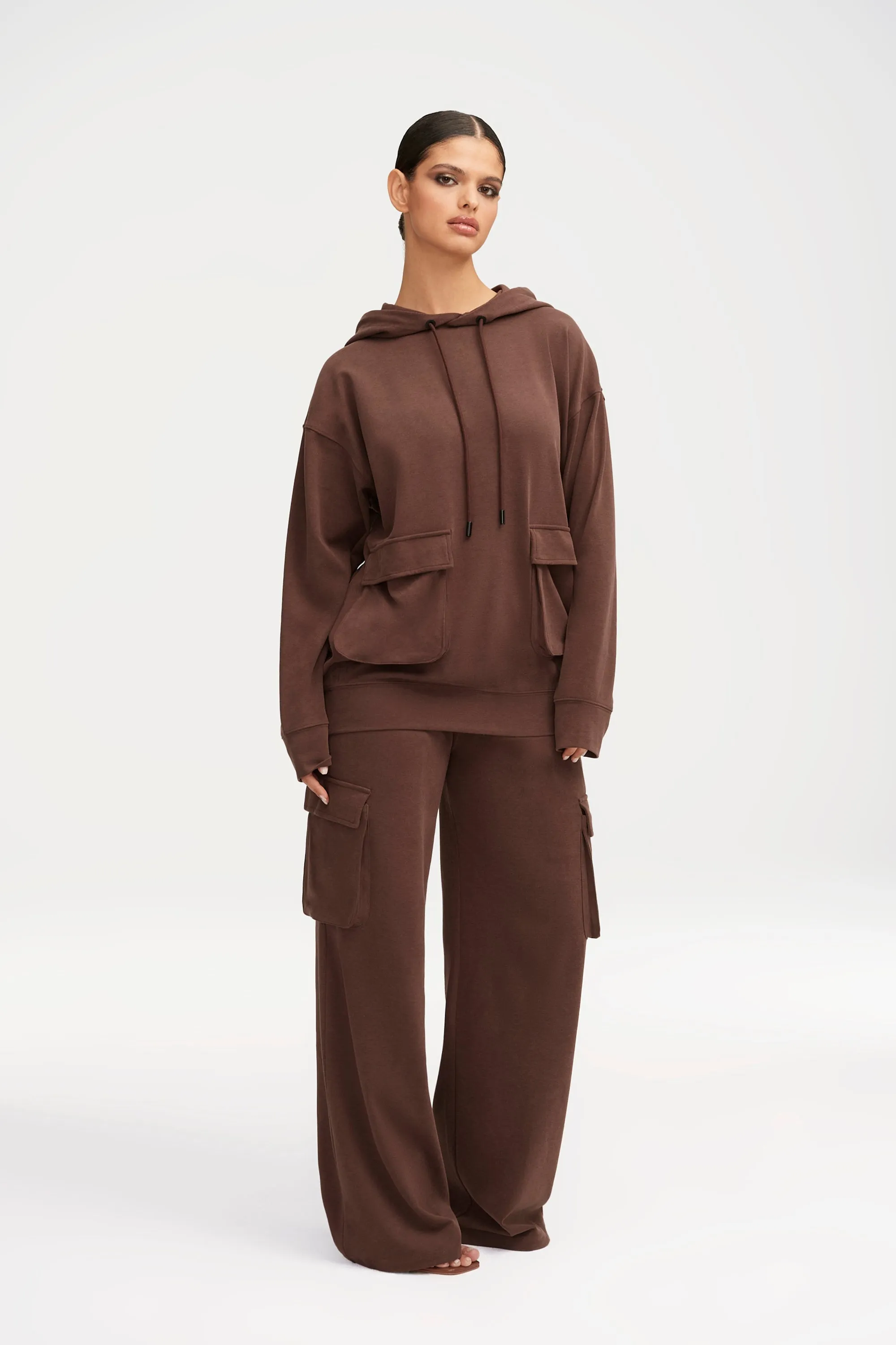 Demi Wide Leg Cargo Pocket Pants - Brown