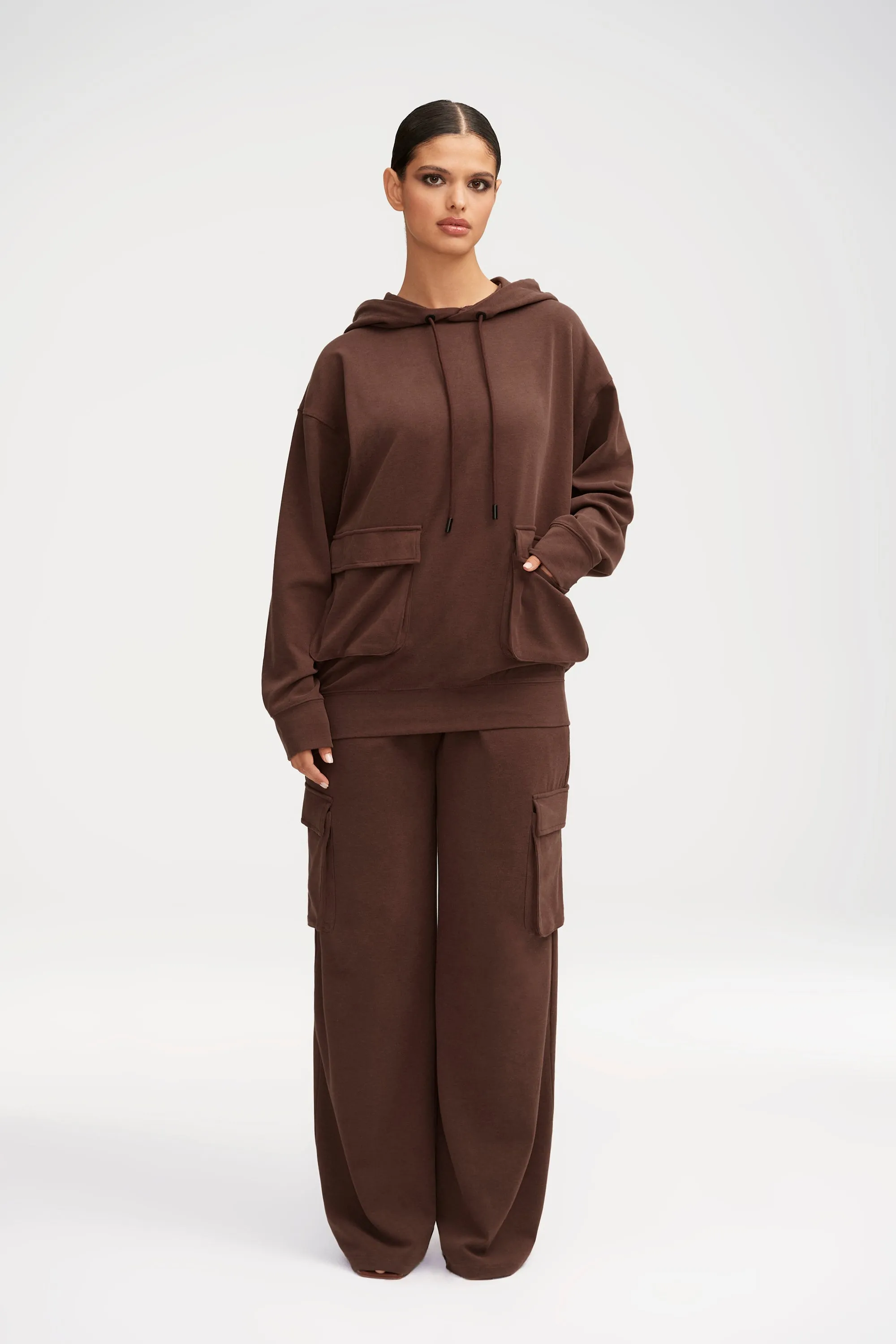 Demi Wide Leg Cargo Pocket Pants - Brown