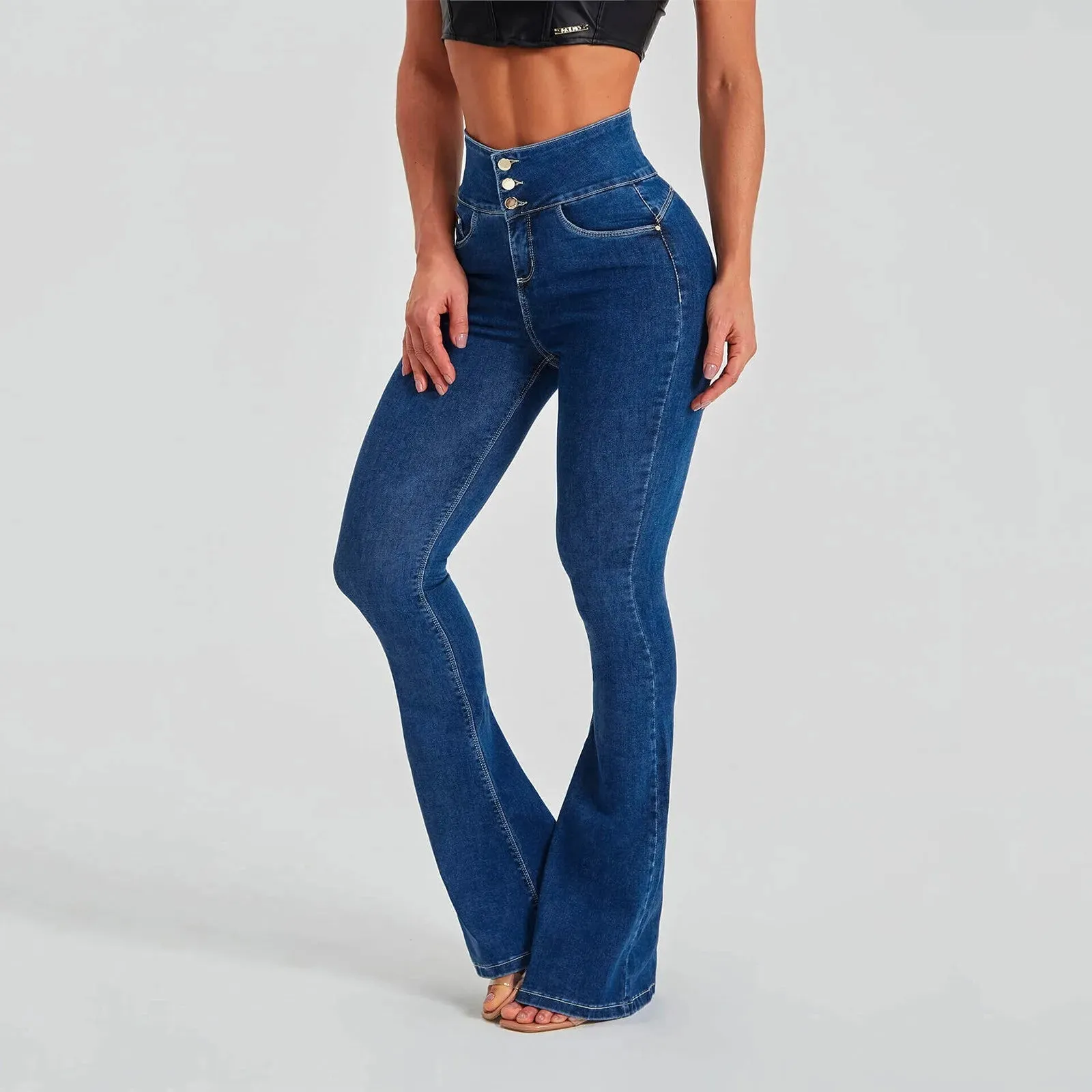 Denim Y2k Jeans Flare Women’s High Waist Fashion Stretch Tall Thin Streetwear Retro Vintage Pants