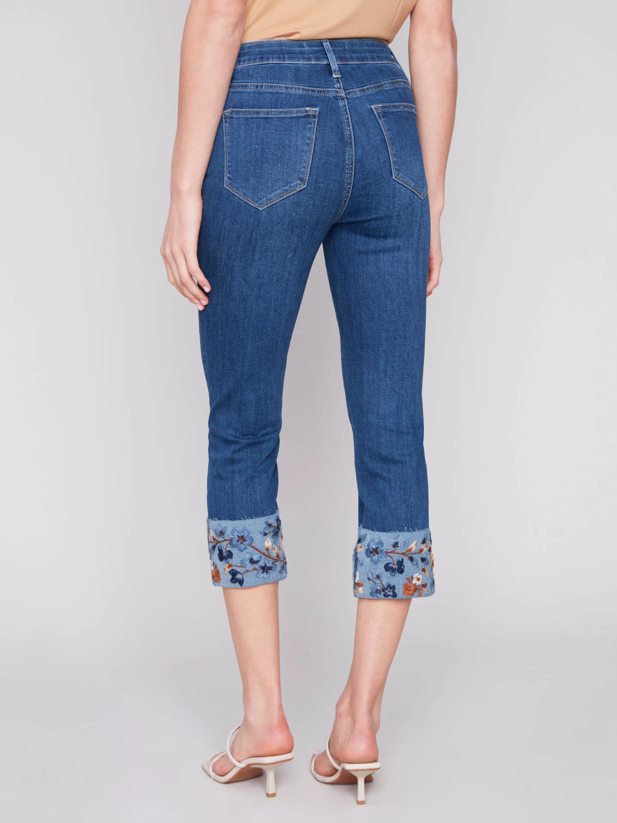 Embroidered Cuffed Ankle Pant