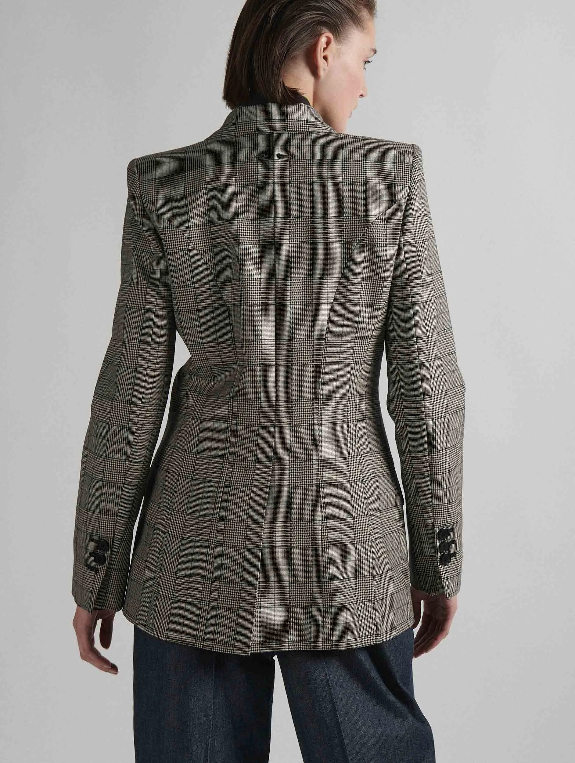 Fitted prince of wales suit jacket