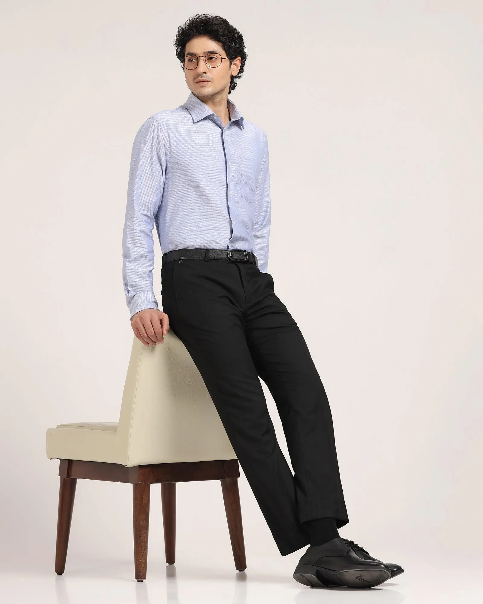 Formal Blue Textured Shirt - Lance