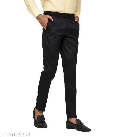 Haul Chic Black Slim Fit Formal Trouser Pant For Men