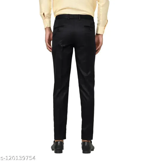 Haul Chic Black Slim Fit Formal Trouser Pant For Men