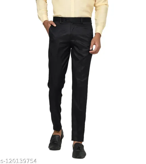 Haul Chic Black Slim Fit Formal Trouser Pant For Men