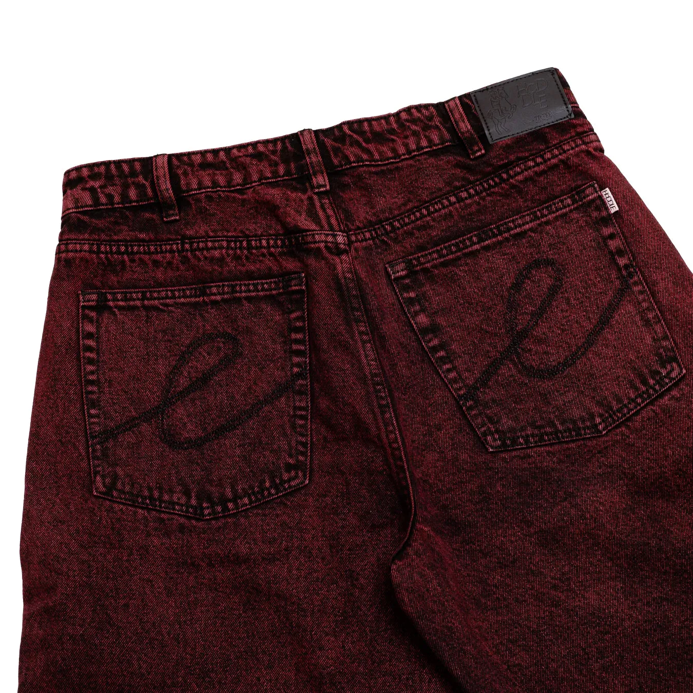 Hoddle 16o Denim Ranger Jean: BlackAcid Wash w/ Red Wash