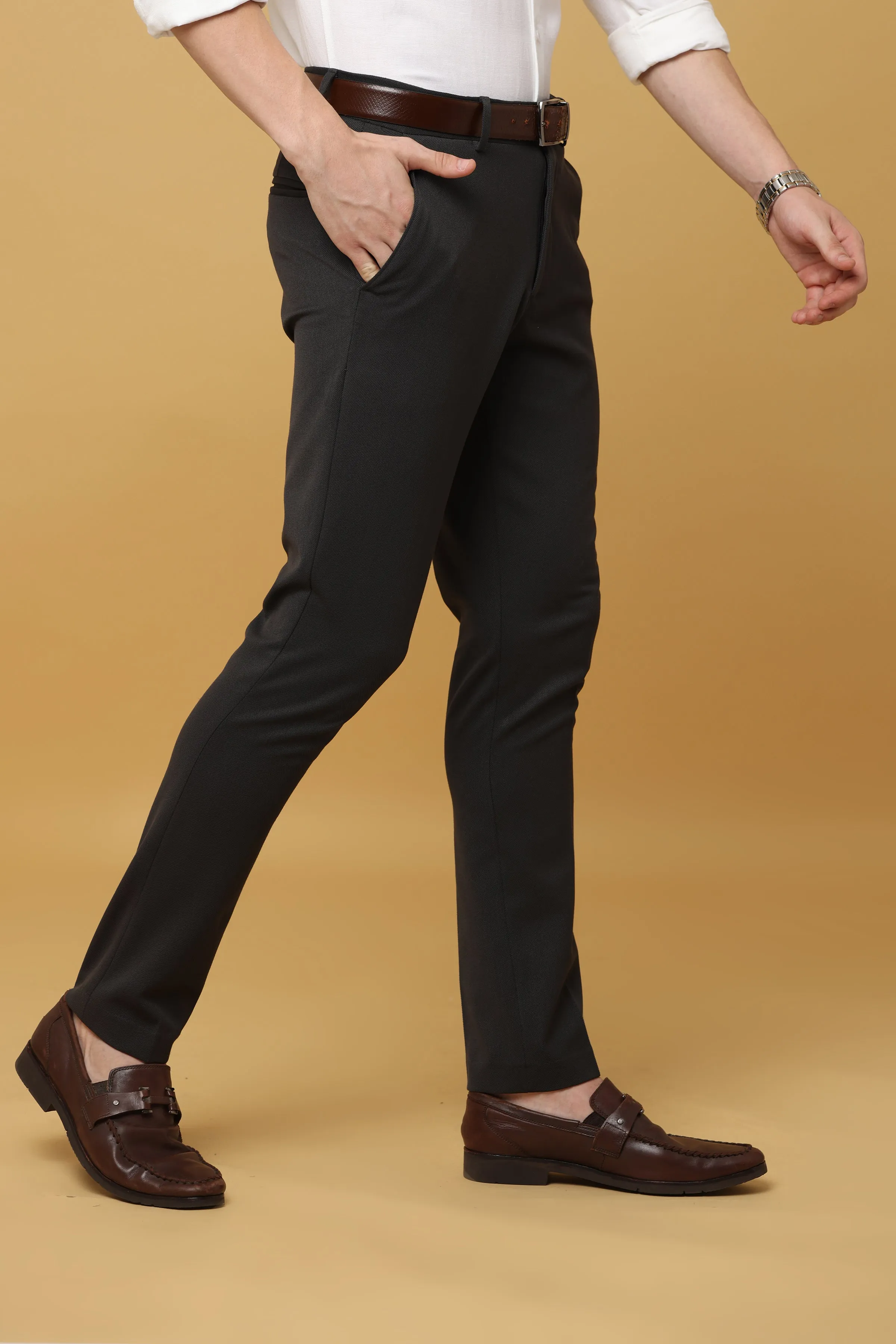 Ivyn Elegant Night Grey Formal Trousers