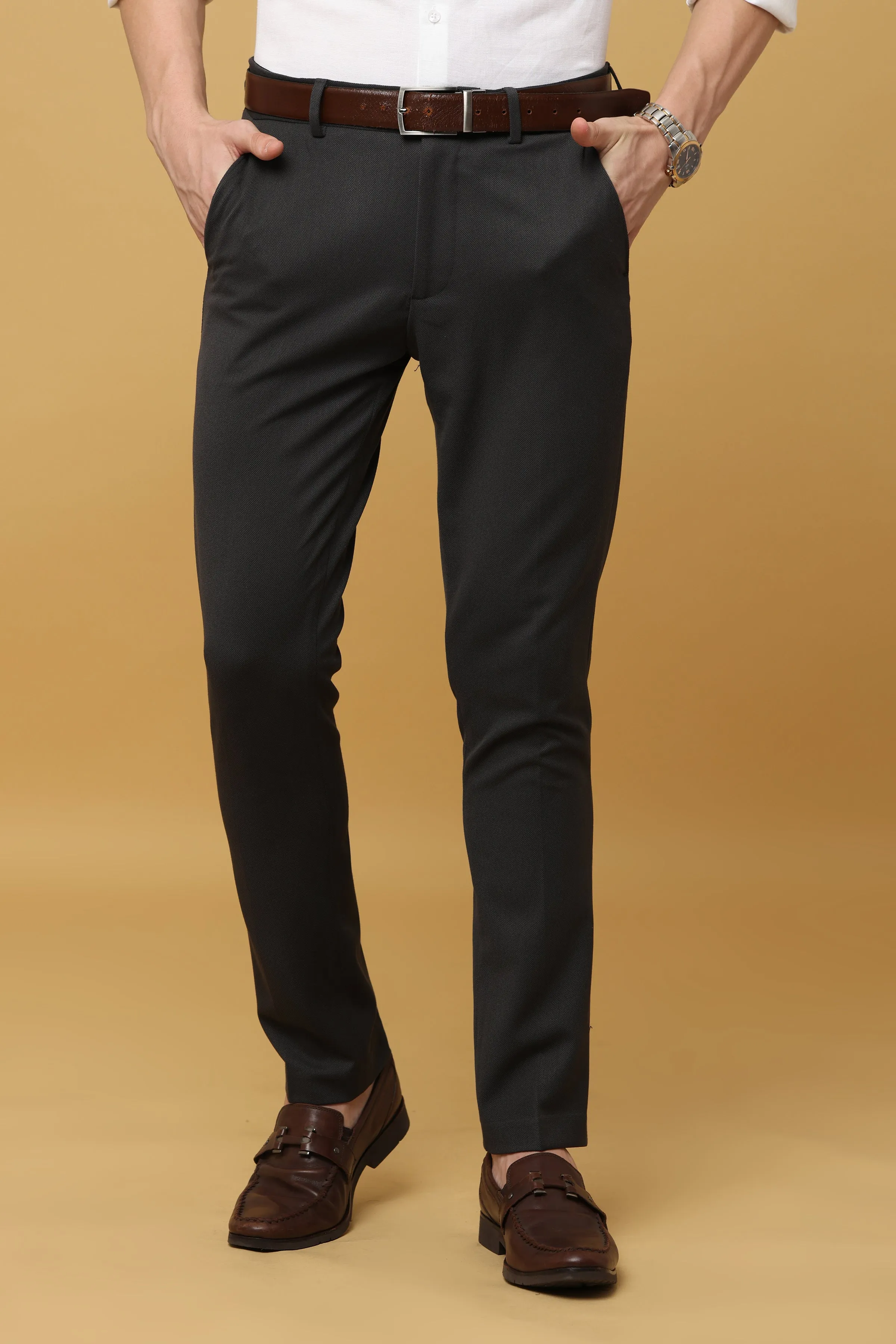 Ivyn Elegant Night Grey Formal Trousers