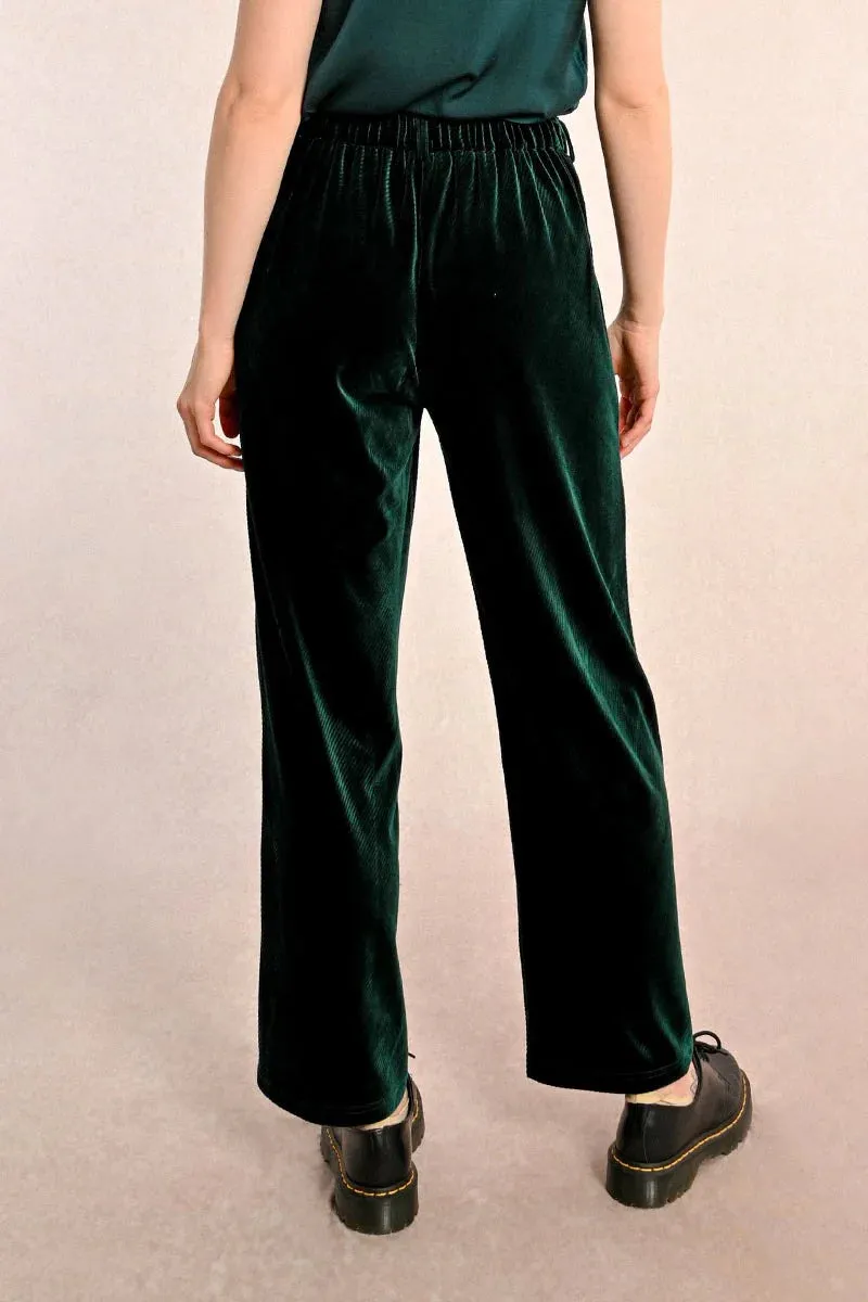 Jade Green Flowing Velvet Pants