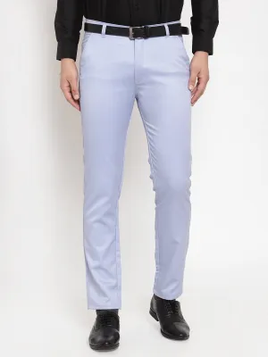 Jashvi Men's Blue Tapered Fit Formal Trousers