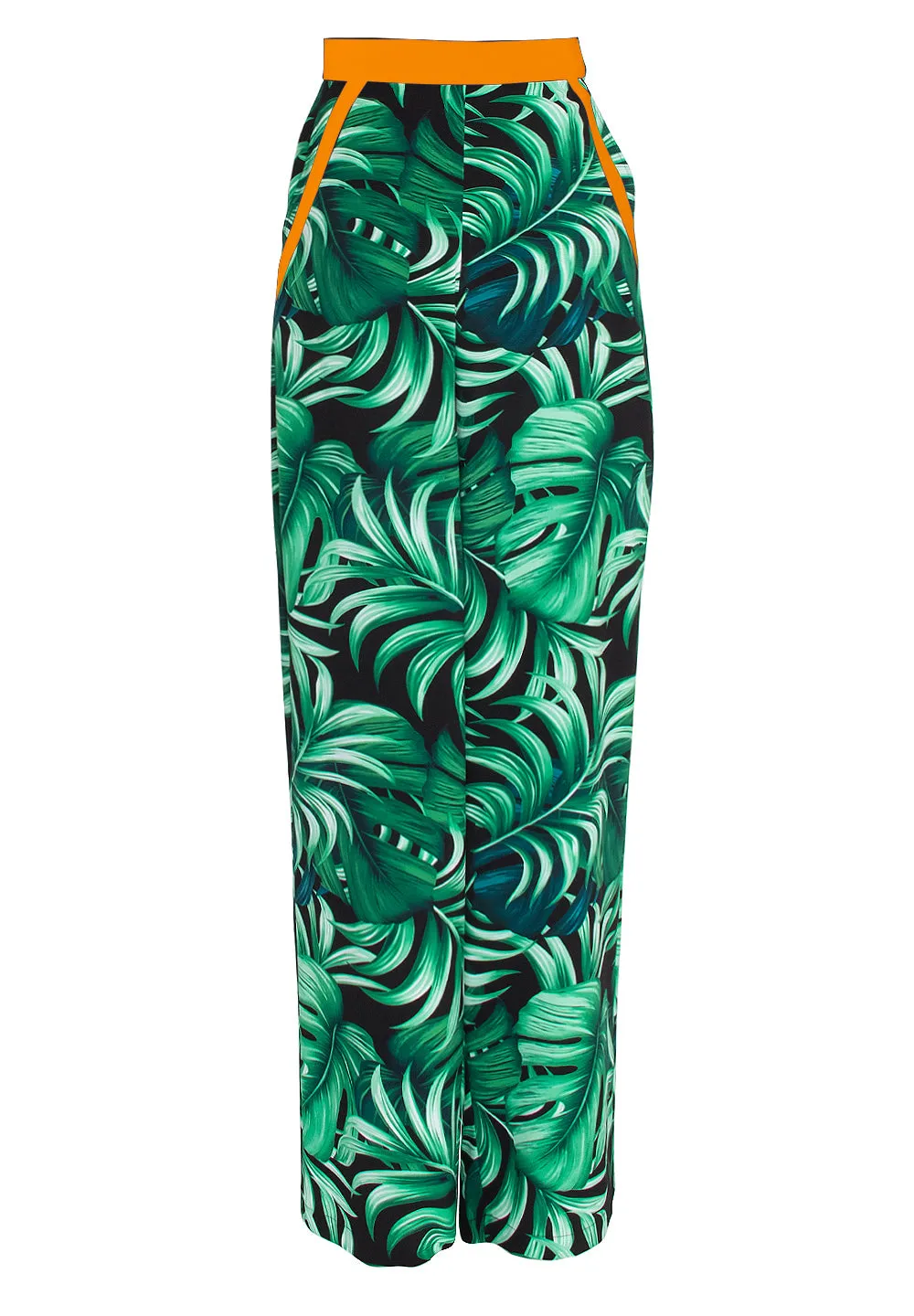 Jungle - Monstera Black / Green Pants (Neon Orange)