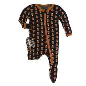 KicKee Pants Midnight Candy Corn Footie with Zipper