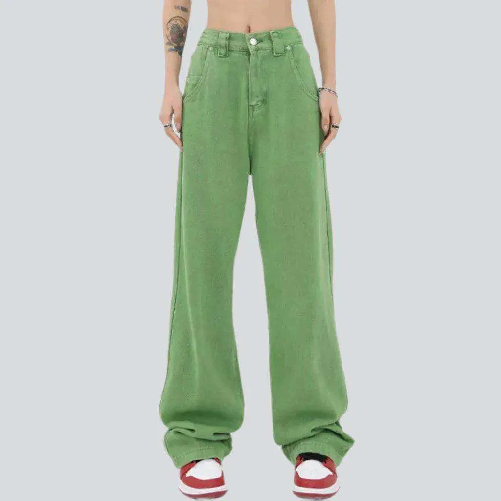 Light green women's denim pants