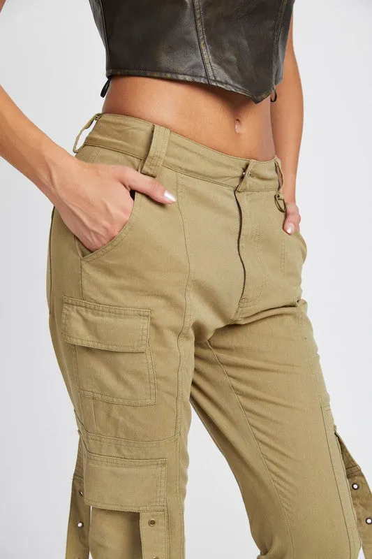 Low Waist Flared Cargo Pants