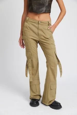 Low Waist Flared Cargo Pants