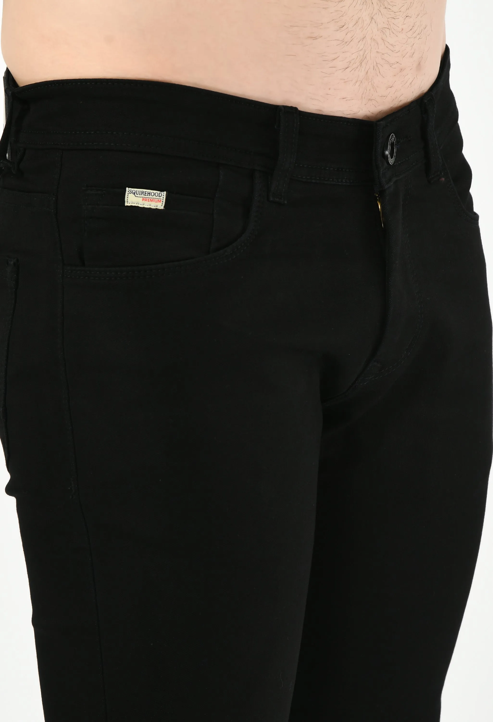 Men's Black Solid Mid Rise Casual Pant