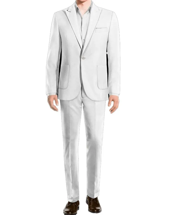 Men's Linen Peak lapel Fashion Casual Wedding Suit for Men (Blazer Pants)