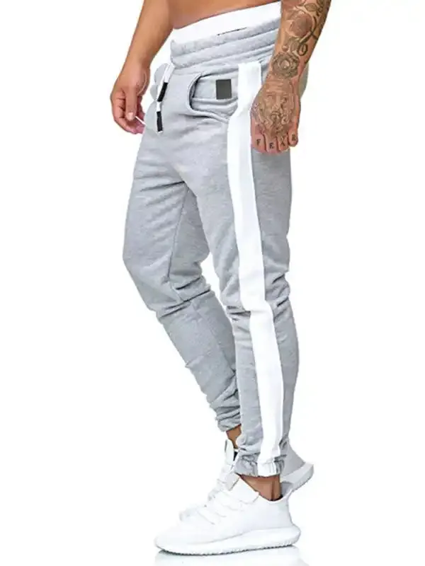 Men’s sports color block casual trousers