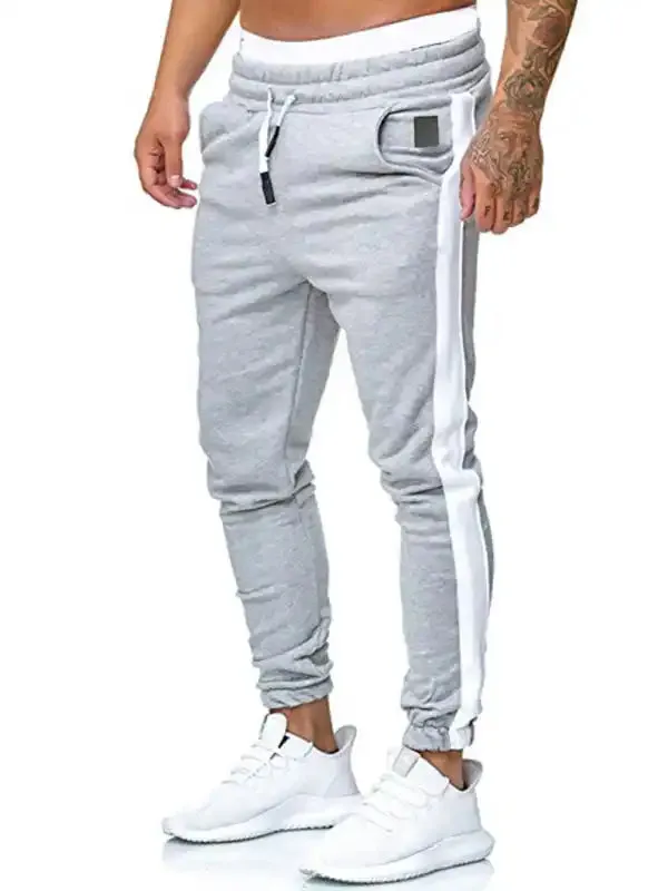 Men’s sports color block casual trousers