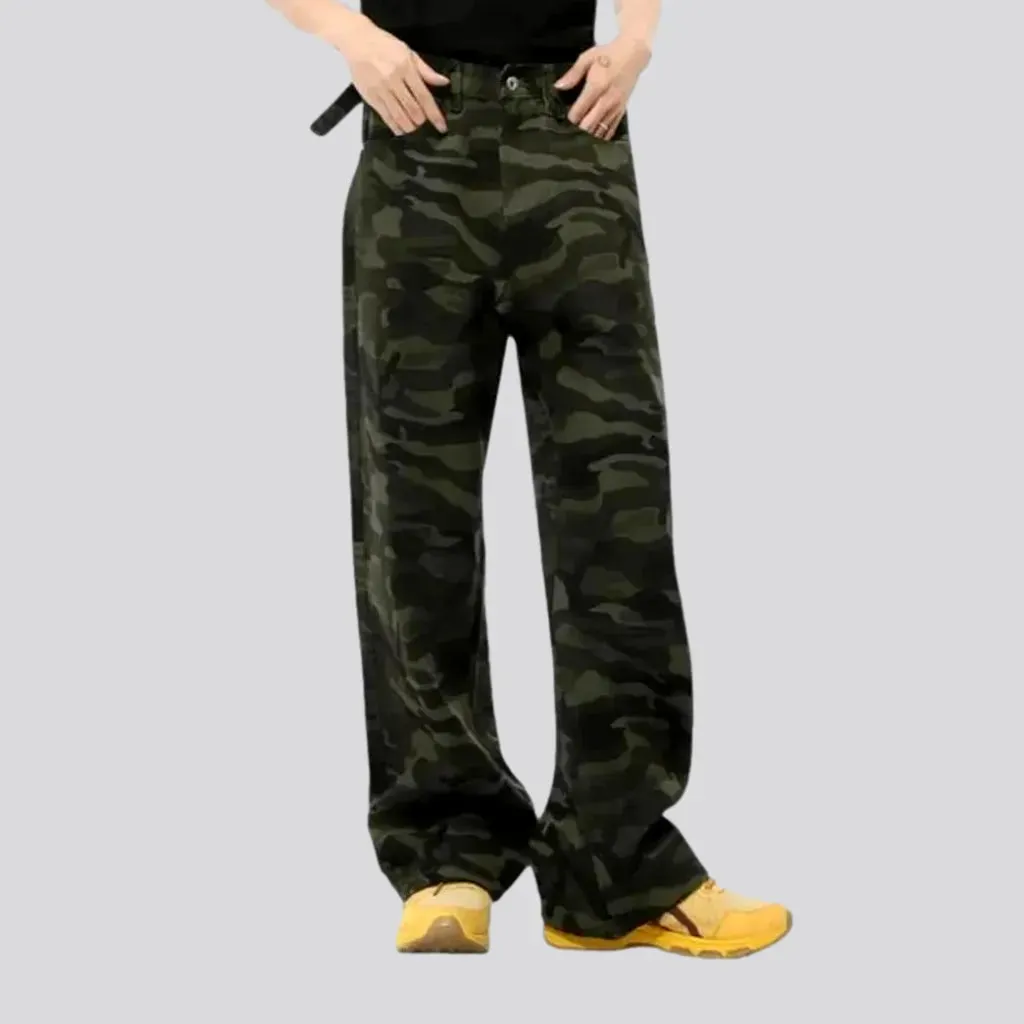 Mid waist men's jeans pants