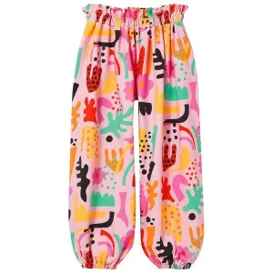 Pink Abstract Dropped Crotch Pants - 2 Left Size 4-6 & 6-8 years