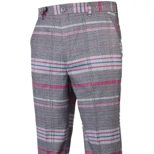 Plaid Gray Pink Fuchsia White Blue  Pants